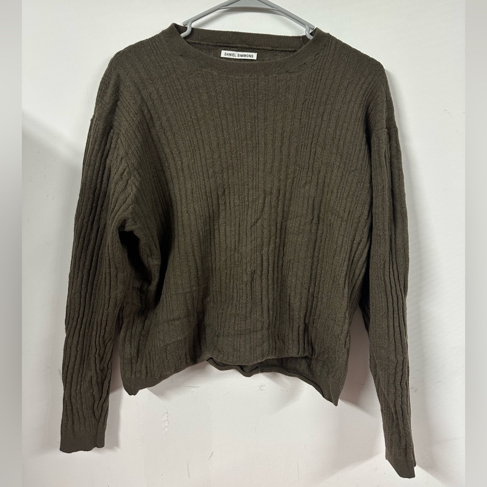 Daniel Simmons Wool Long Sleeve Shirt Made In England Brown Mens Large Fits XS